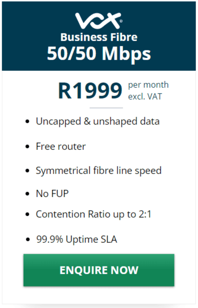 Vox Business Fibre 50/50Mbps Package