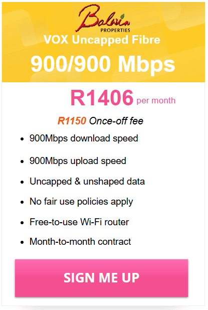 Vox Balwin Fibre 900/900 Mbps Package