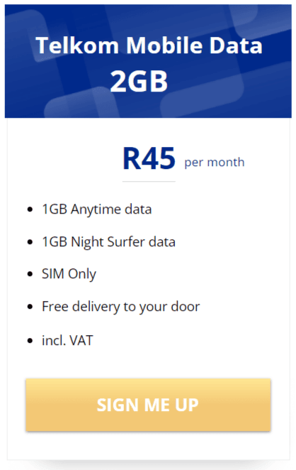 Telkom Mobile Data 2GB Package