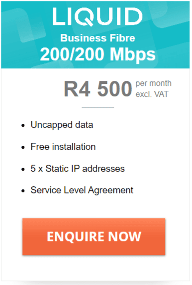 Liquid Business Fibre 200/200Mbps Package