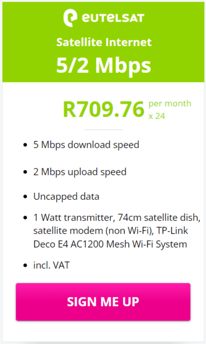 Eutelsat 5/2 Mbps Satellite Deal