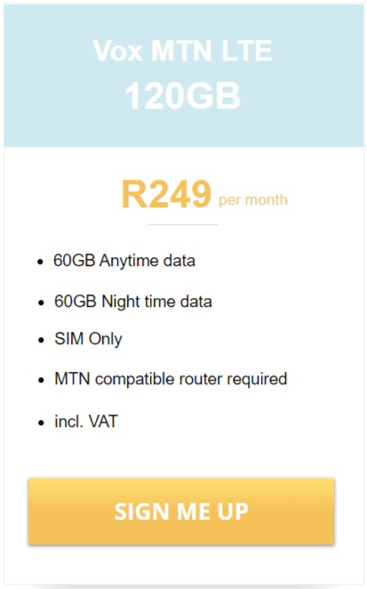 Vox MTN LTE 120GB Package