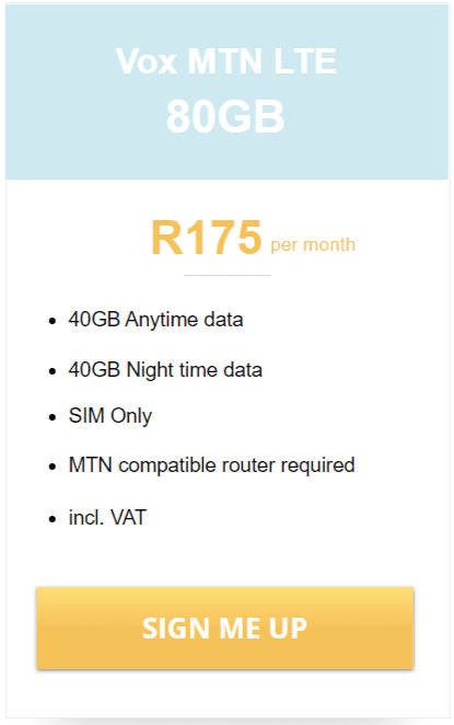Vox MTN LTE 80GB Package