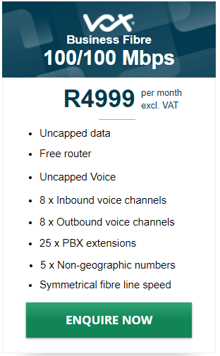 Vox Business Fibre 100/100Mbps Package