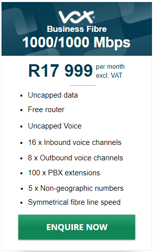 Vox Business Fibre 1000/1000Mbps Package