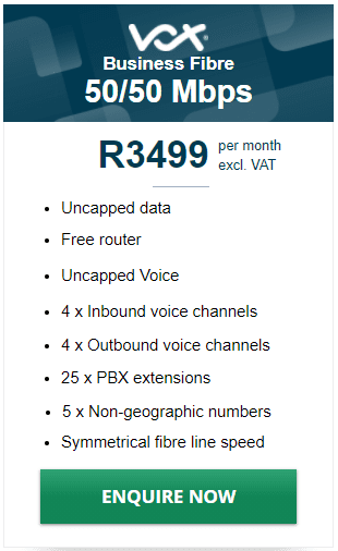 Vox Business Fibre 20/20Mbps Package