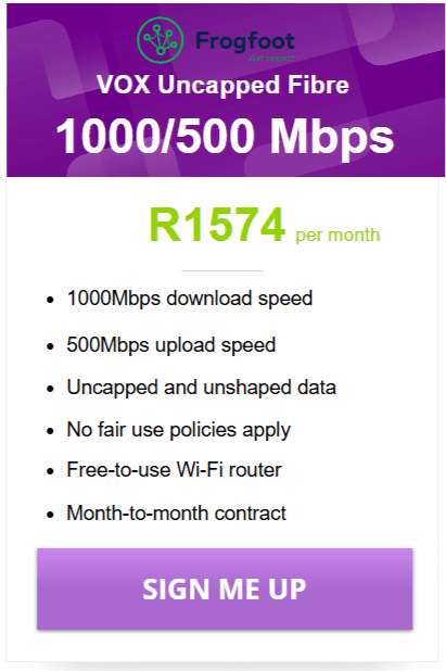 Vox Fibre 1000/500Mbps Package