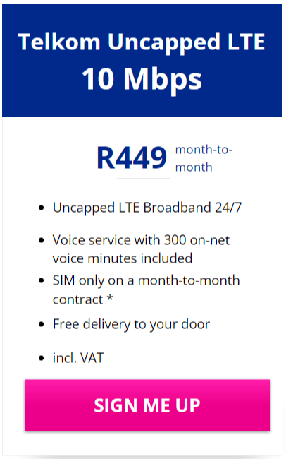 Telkom LTE 10Mbps Package