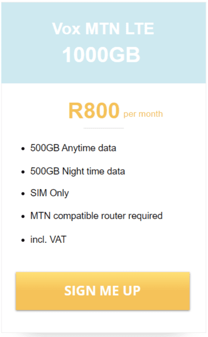 Vox MTN LTE 1000GB Package