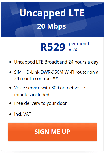 Telkom Uncapped LTE 20Mbps SIM & Router 