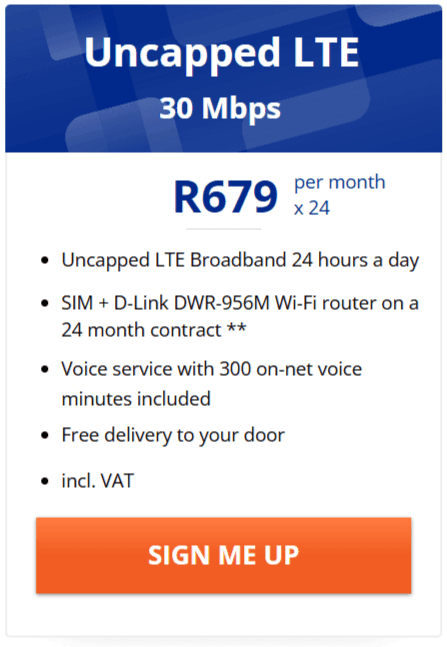 Telkom Uncapped LTE 30Mbps SIM & Router 