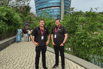 Dean Schreuder and Paul Wilson at the Zoho head office in Chennai