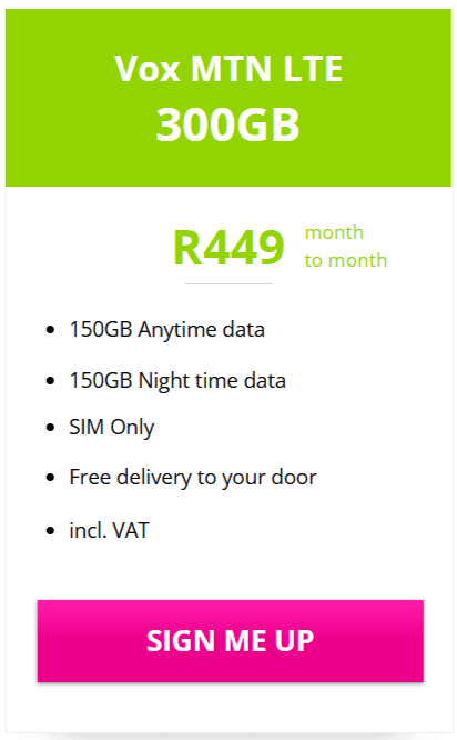 300GB Vox MTN LTE