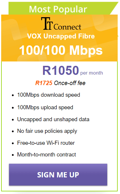 Vox TT Connect Fibre 100/100 Mbps Package