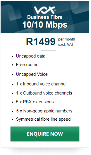 Vox Business Fibre 10/10Mbps Package