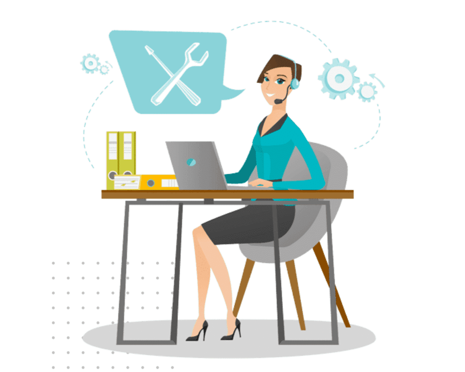 An illustration a Zoho Customer Success Manager providing advise to a Zoho client online