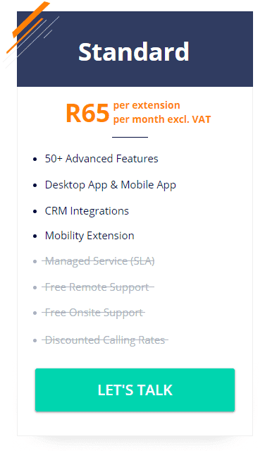 The standard DSL Telecom Cloud Phone package details