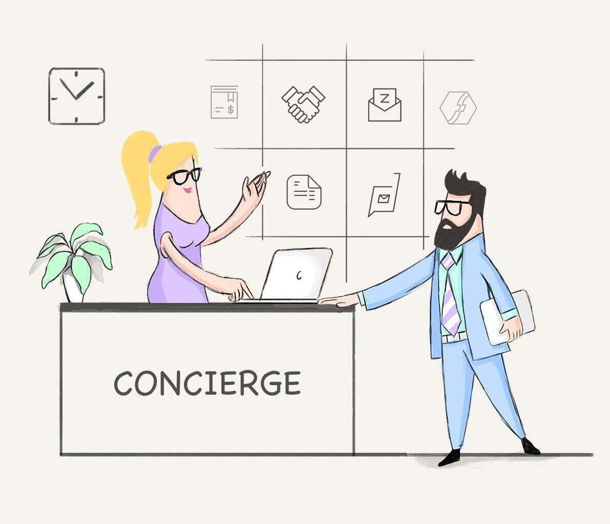 An illustration of DSL Telecom's concierge Zoho licencing services