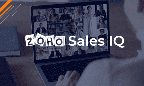 A computer screen of a conference call for the Zoho Sales IQ training session