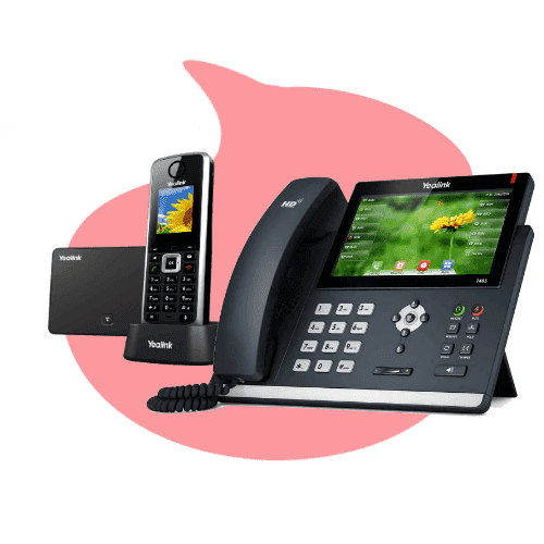 A cordless and a desktop phone that can be used as an IP phone  and used for VoIP PBX