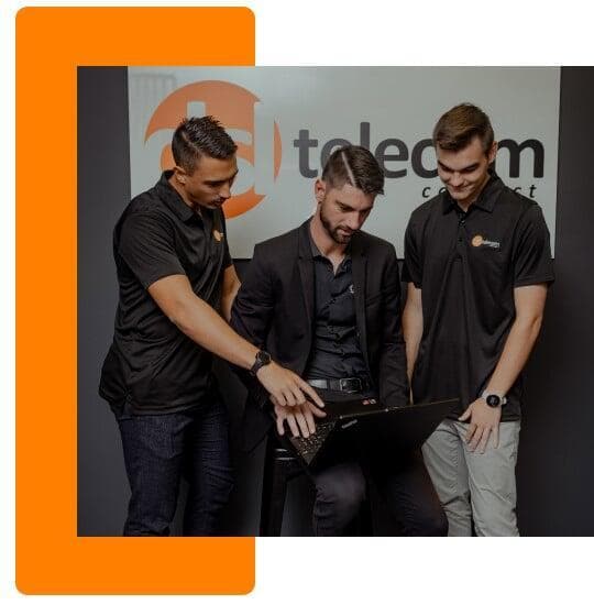 DSL Telecom team working together on a project at a growing telecom company in Helderberg