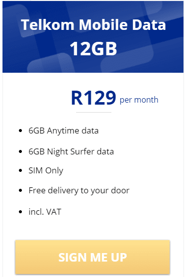 Telkom Mobile Data 12GB Package