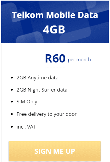 Telkom Mobile Data 4GB Package