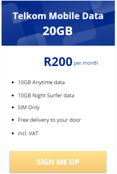 Telkom Mobile Data 20GB Package