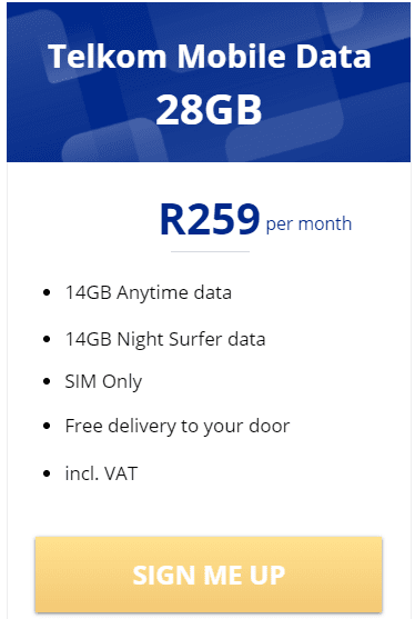 Telkom Mobile Data 28GB Package