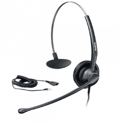 A single-earpiece over-the-head headset, the Yealink Headhset YHS33