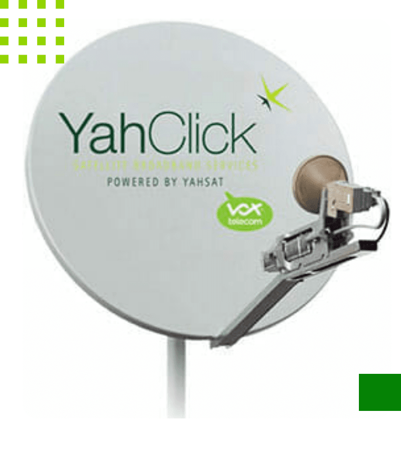 A satellite dish transmits signal between your modem and the satellite
