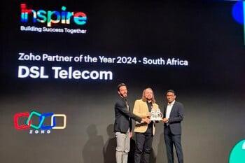  DSL Telecom accepting the Zoho Partner of the Year 2024 award at Zoho Inspire