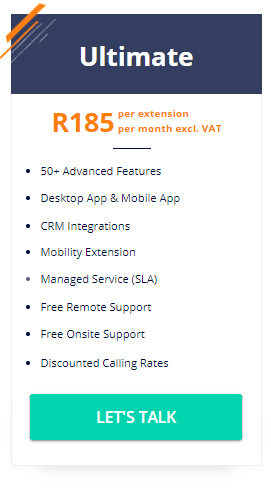 Ultimate PBX Package cost - R185 per extension per month