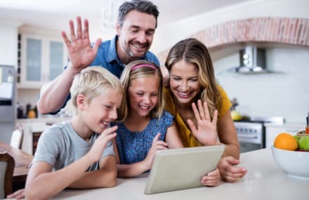 Family having a video call using Vox Link Africa’s reliable fibre-to-the-home internet connection in South Africa