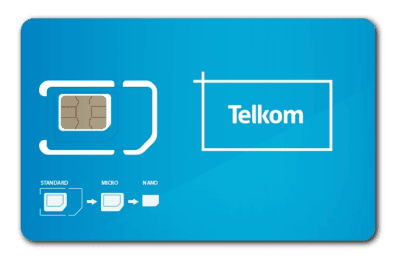 Telkom LTE SIM card and smartphone representing hassle-free plug-and-play mobile data internet in South Africa.