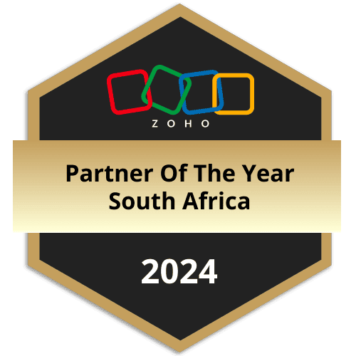 Zoho Partner of the Year South Africa 2024 award badge presented to DSL Telecom