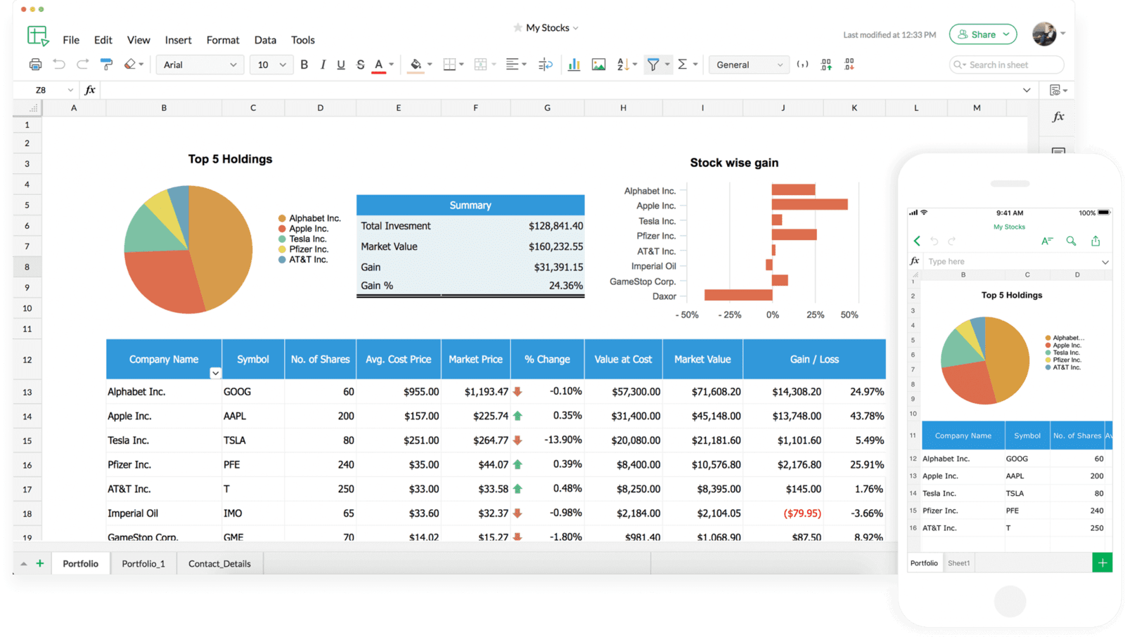 Zoho Sheet is an online spreadsheet application that helps you create powerful spreadsheets with your team in real time